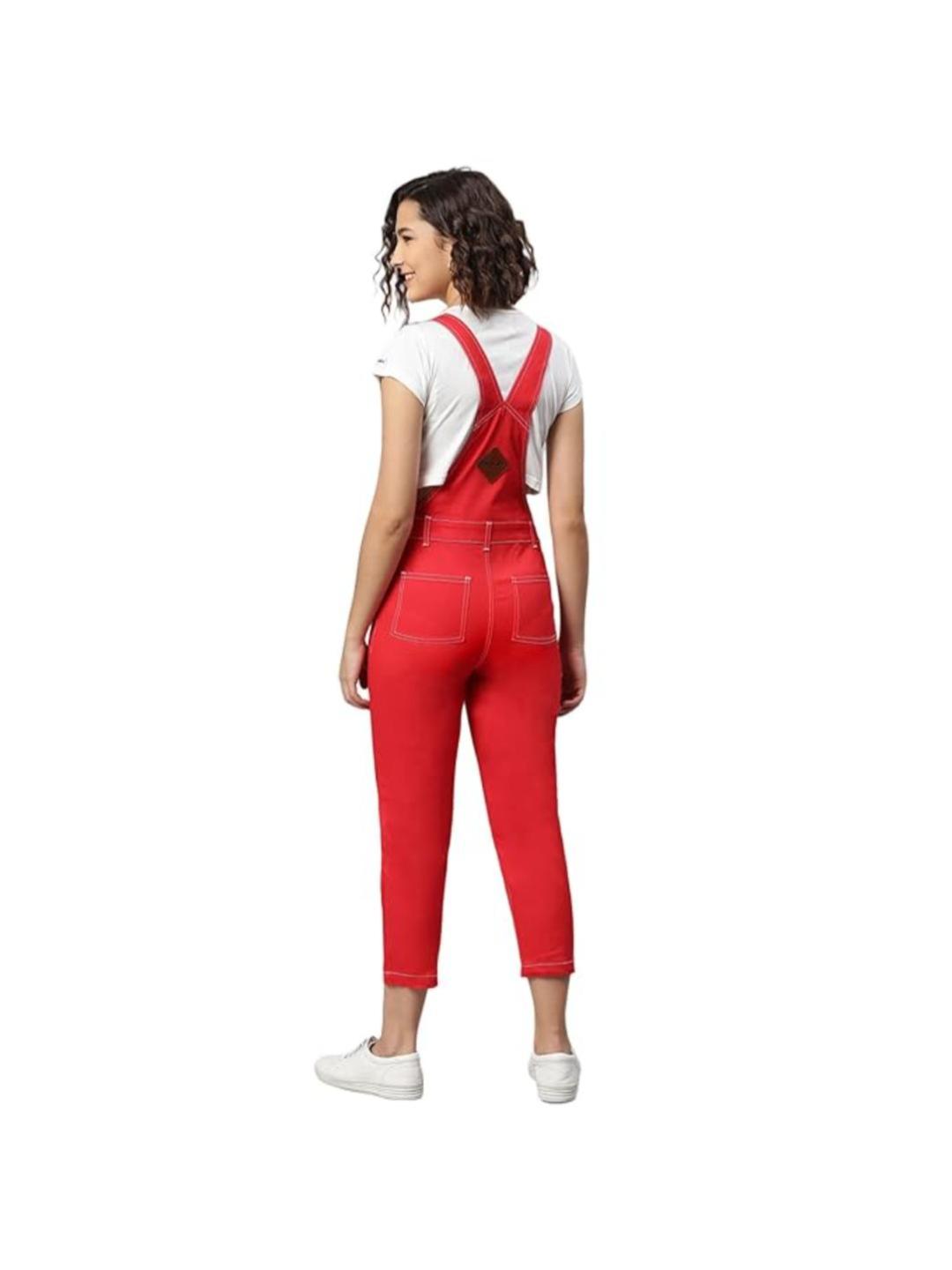 OLELE OVERALLS® Red Twill Pure Cotton Women Dungaree