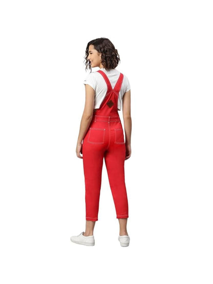 OLELE OVERALLS® Red Twill Pure Cotton Women Dungaree