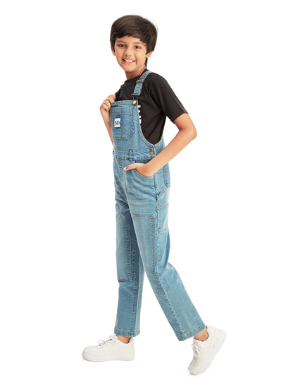 Olele® Boys Cotton Carpenter Denim Dungaree - Light Blue