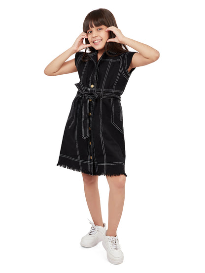 Olele® Girls Melody Dress  - Black Cotton