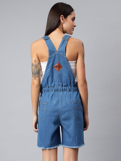 OLELE OVERALLS® Women's Denim Dungaree Playsuit with Matching Stings