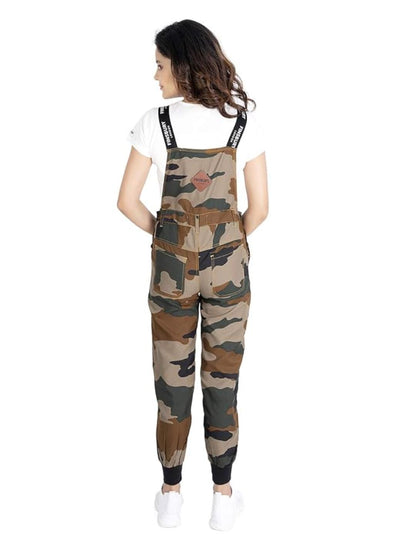 OLELE OVERALLS® Camoflauge Women Dungaree with Black Rib Bottom