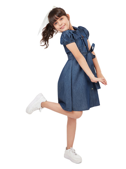 Olele® Girls Shepherd's Bush Cotton Denim Dress - Indigo Blue
