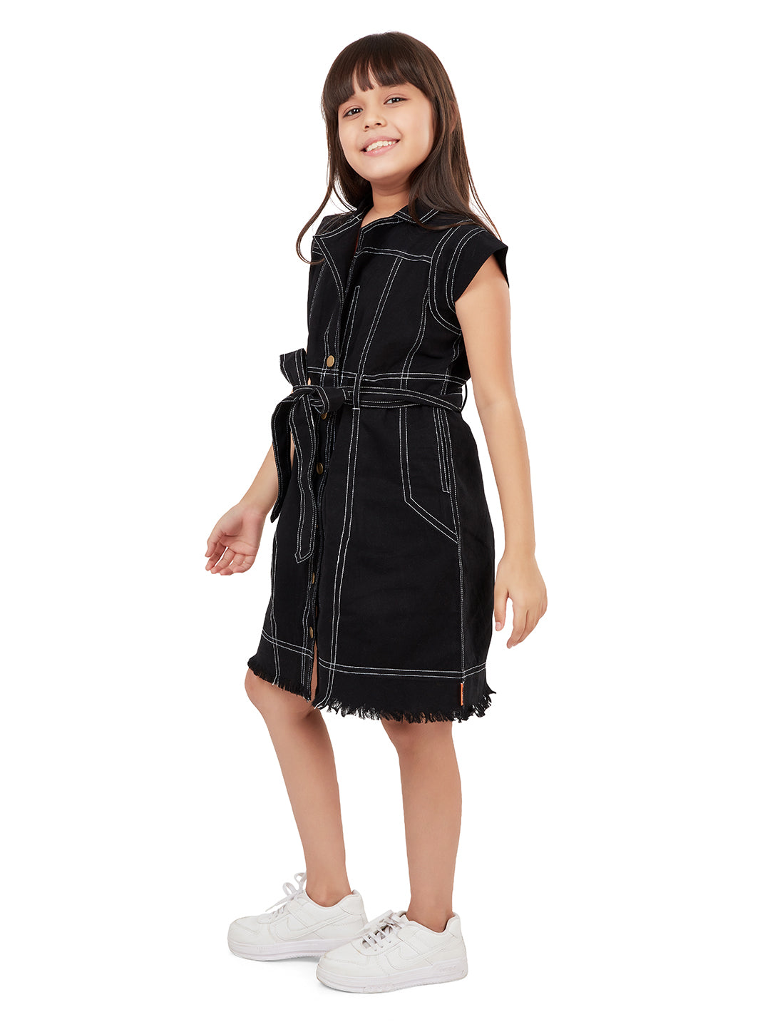 Olele® Girls Melody Dress  - Black Cotton