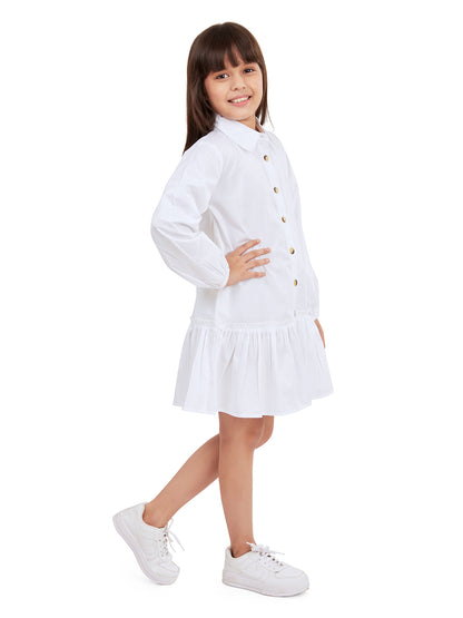 Olele® Girls Mint Cotton Dress - White