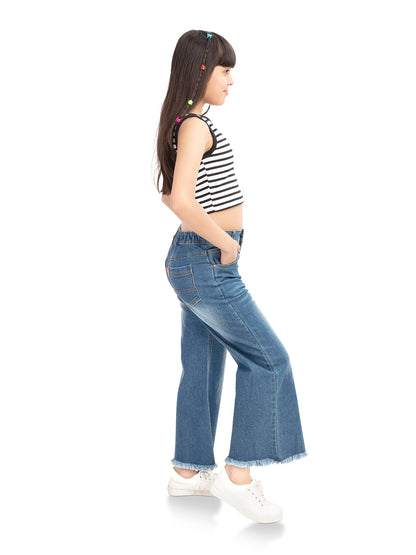 Olele® Girls Wide Leg Cotton Denim Jeans