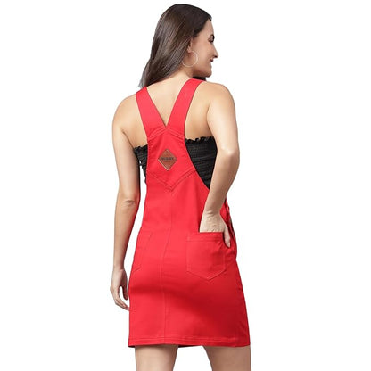 OLELE OVERALLS® Women's Dungaree Dress - Crimson Red