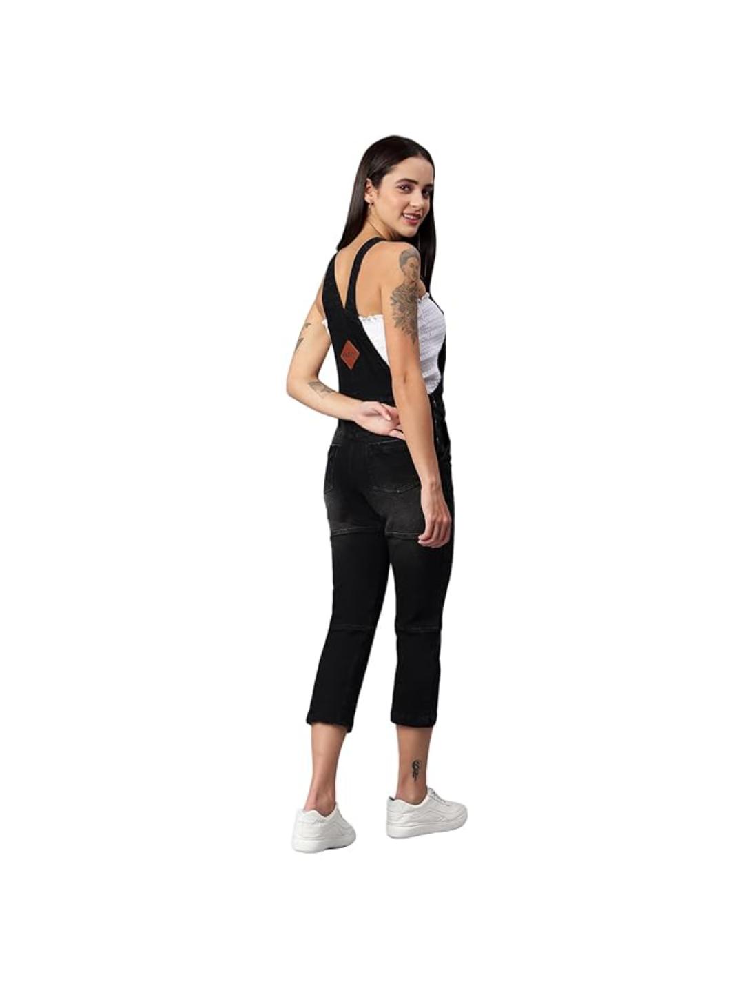 OLELE OVERALLS® Women's Black Denim Dungaree Essential