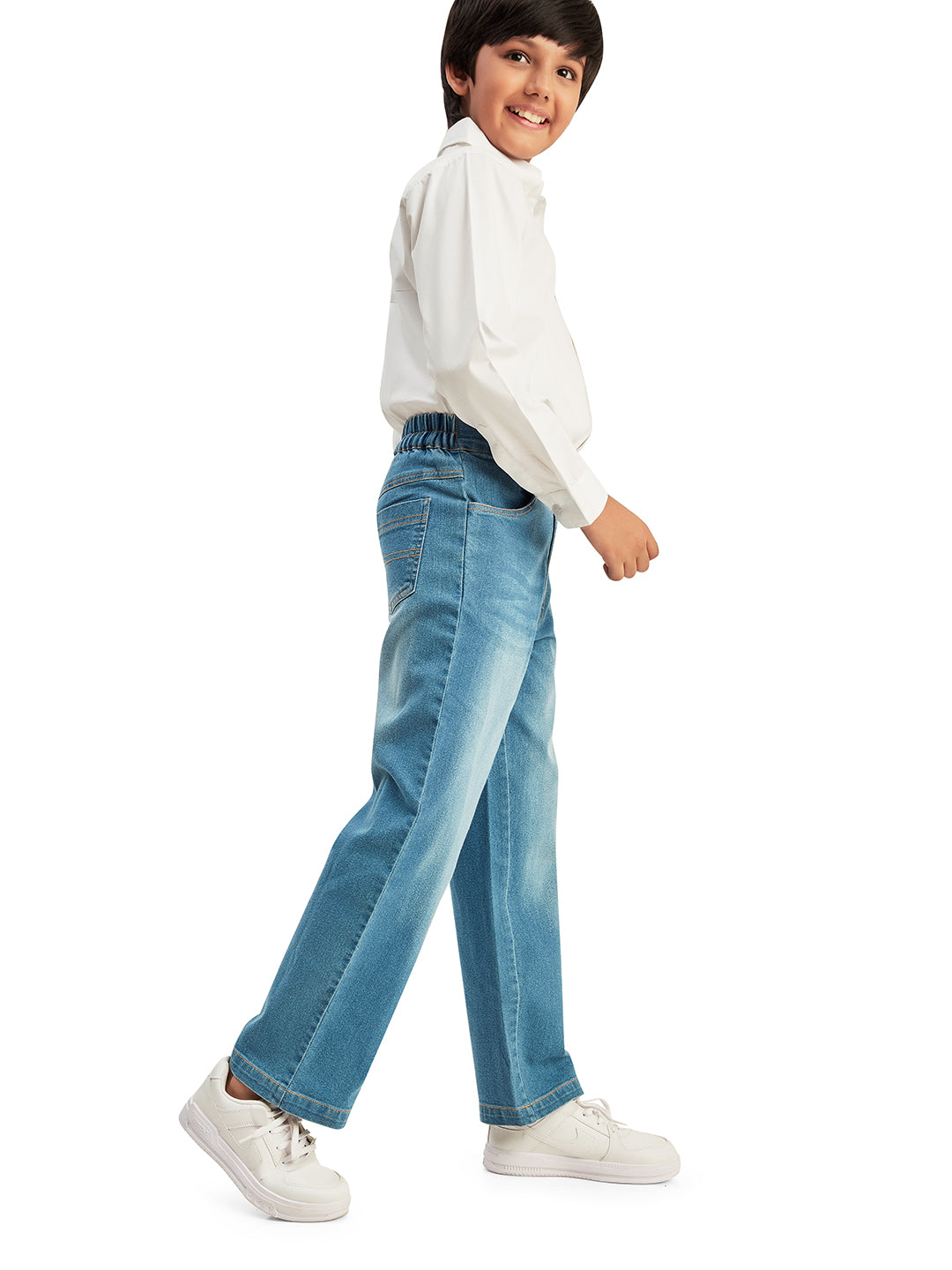 Olele® Boys Cotton Denim Regular Fit Jeans Pant - Light Blue
