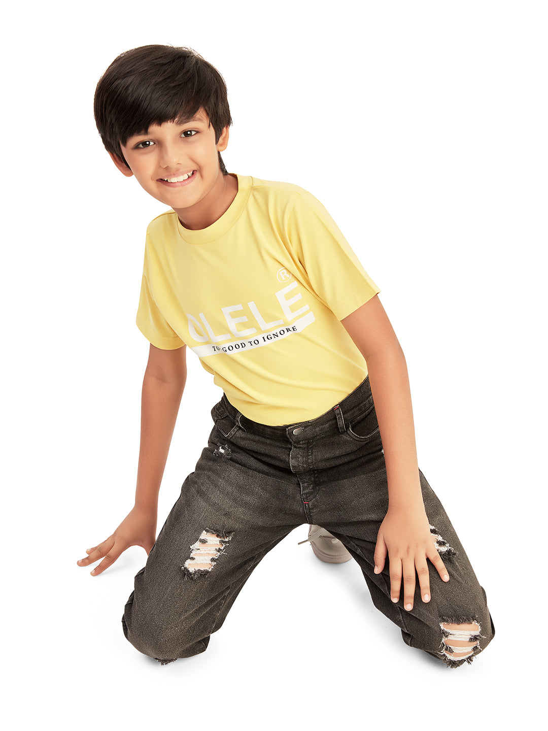 Olele® Boys Cotton Denim Distressed Wash Jeans Pant - Black