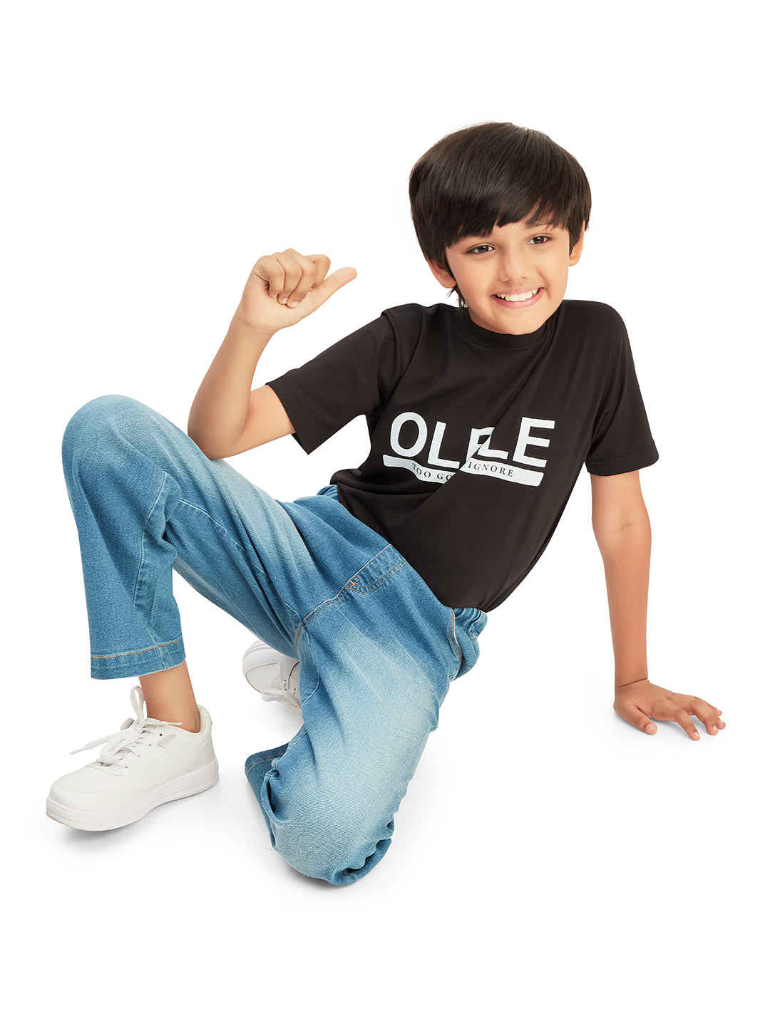 Olele® Boys Cotton Denim Pull On Regular Fit Jeans - Light Blue