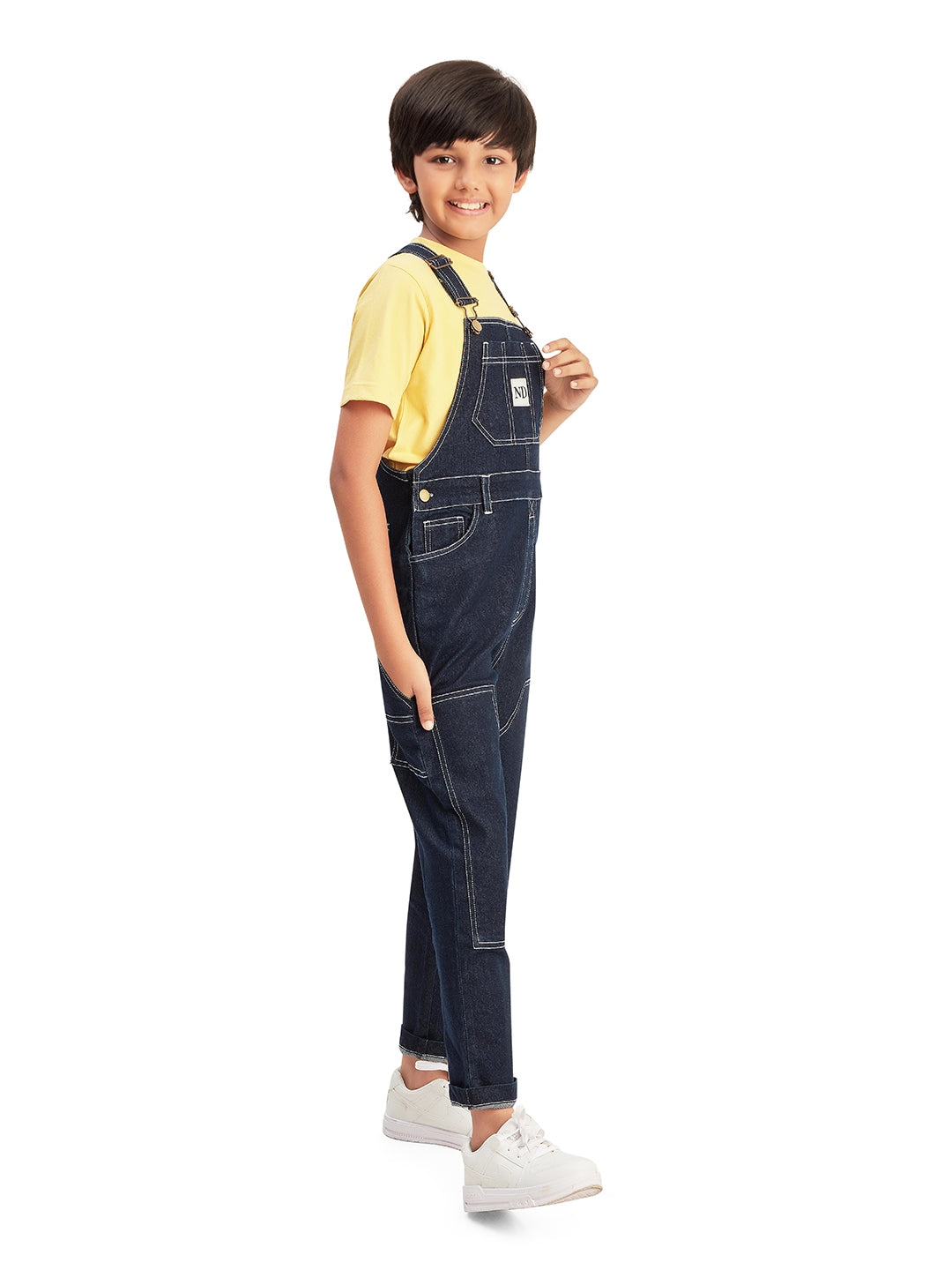 Olele® Boys Cotton Carpenter Denim Dungaree - Dark Blue