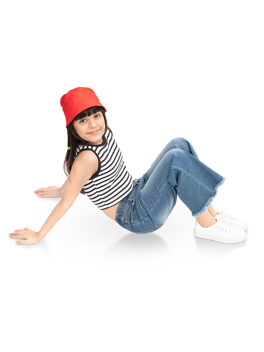 Olele® Girls Wide Leg Cotton Denim Jeans