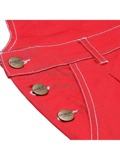 OLELE OVERALLS® Red Twill Pure Cotton Women Dungaree