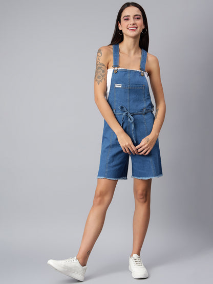 OLELE OVERALLS® Women's Denim Dungaree Playsuit with Matching Stings