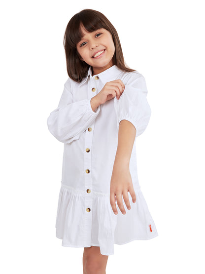 Olele® Girls Mint Cotton Dress - White