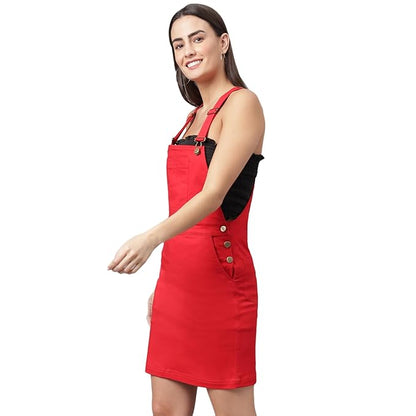 OLELE OVERALLS® Women's Dungaree Dress - Crimson Red