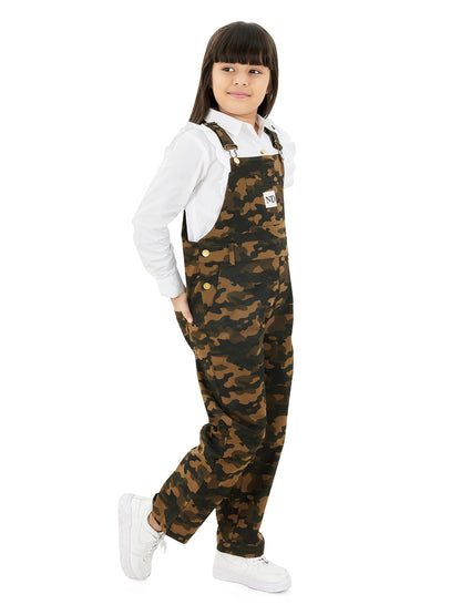 Olele®  Full Length Camouflage Cotton Dungaree - Girls