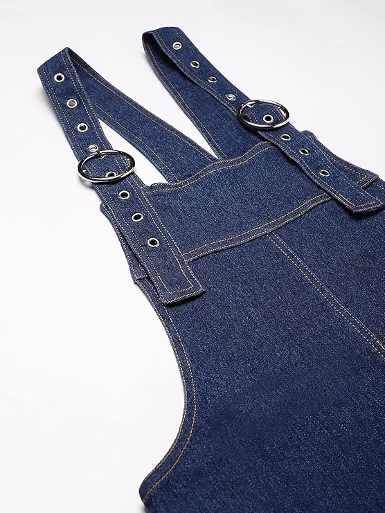 OLELE OVERALLS® Women's Denim Dungaree Dress with Size Zipper