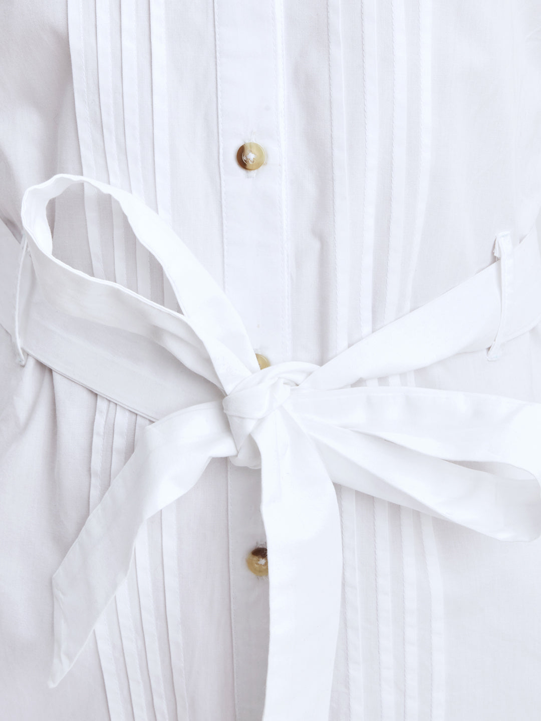 Olele® Girls Whitney White Full Sleeves Cotton Shirt Dress