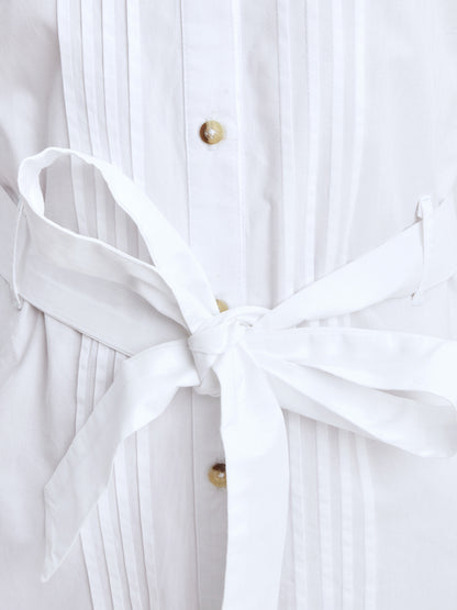 Olele® Girls Whitney White Full Sleeves Cotton Shirt Dress