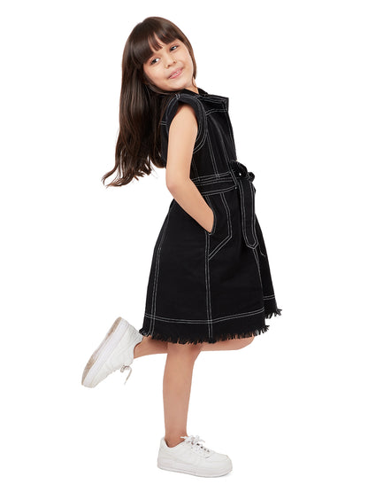 Olele® Girls Melody Dress  - Black Cotton
