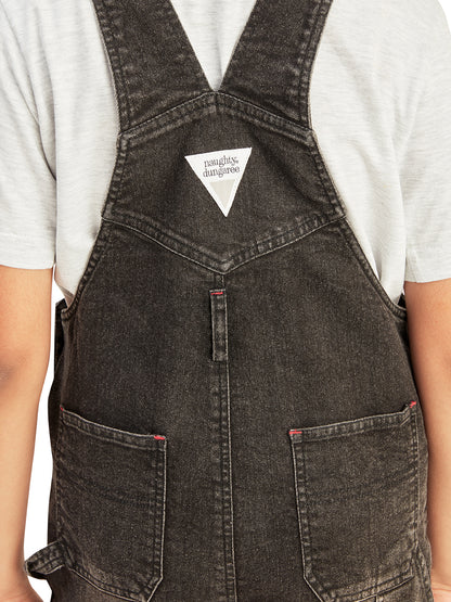 Olele® Boys Cotton Carpenter Denim Dungaree - Light Black