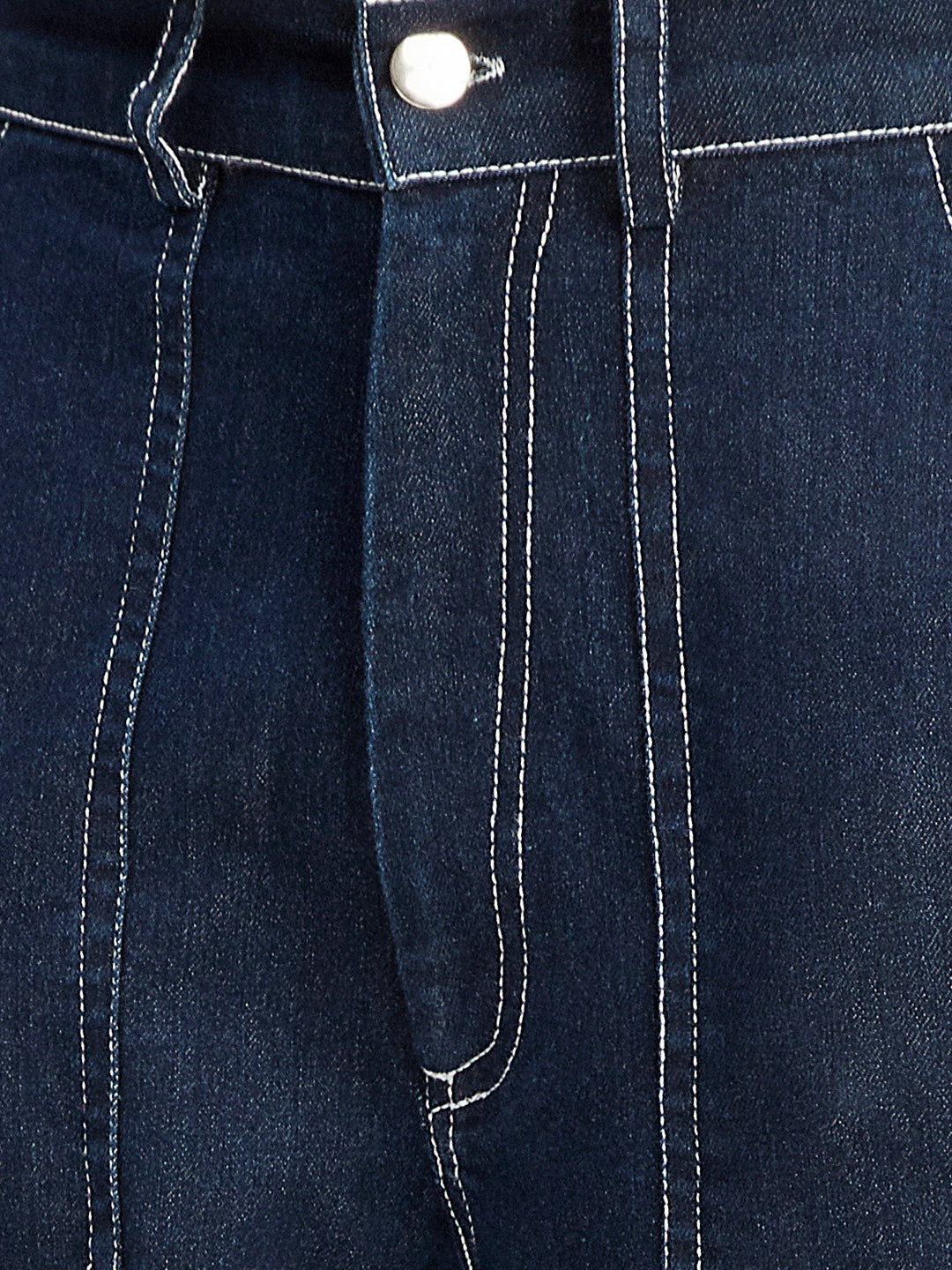Olele® Boys Cotton Denim Cargo 6 Pockets Pant with Contrast White Thread Stitching - Raw Blue