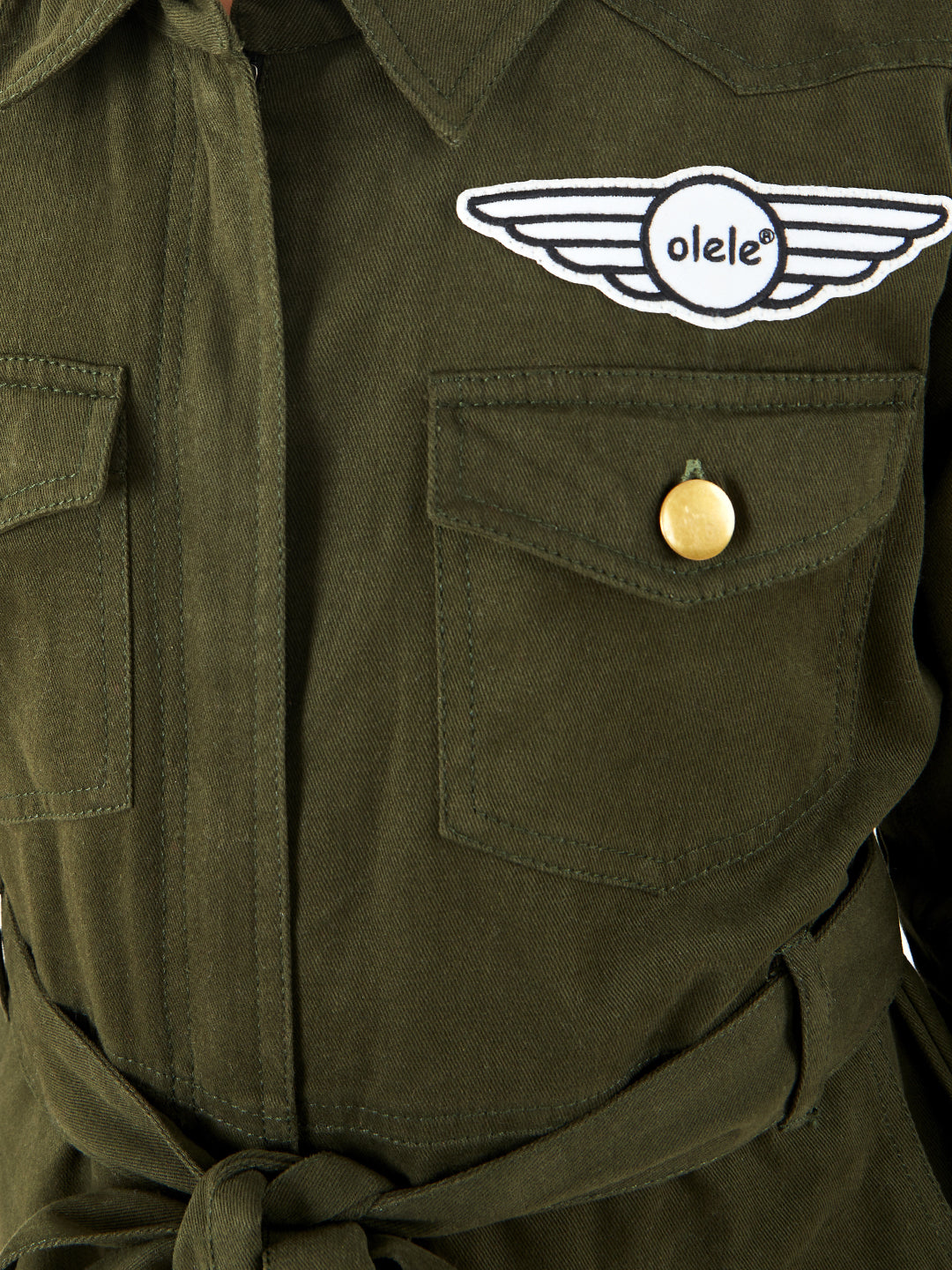 Olele® Girls Brooklyn Boiler Suit with Zipper Opening - Olive Cotton