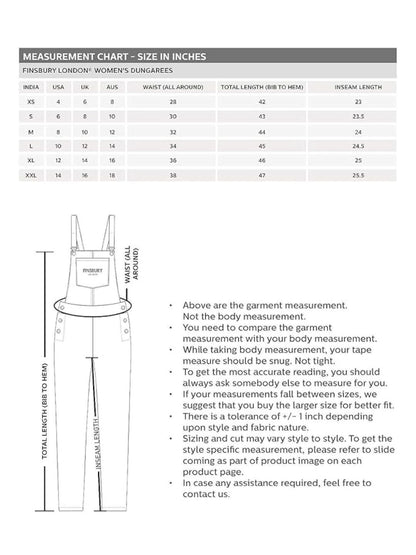 OLELE OVERALLS® Women's Cotton Twill Dungaree with Side Leg Brand Tape - Ebony Black