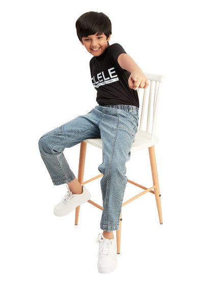Olele® Boys Cotton Denim Pull On Jeans - Faded Blue