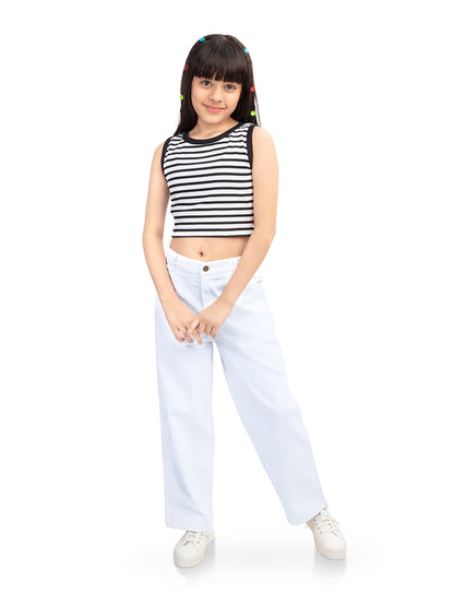 Olele® Girls Relaxed Fit White Cotton Denim Jeans