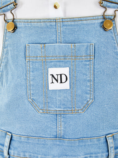 Olele®  Full Length Ombre Bio Washed Cotton Denim Dungaree - Girls