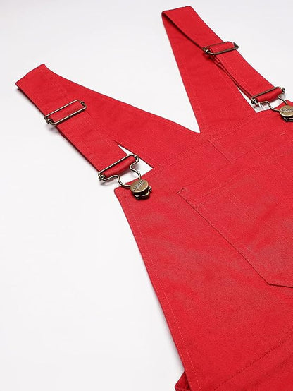 OLELE OVERALLS® Women's Dungaree Dress - Crimson Red