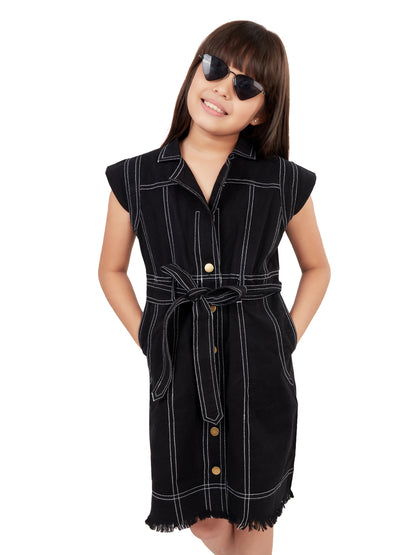 Olele® Girls Melody Dress  - Black Cotton