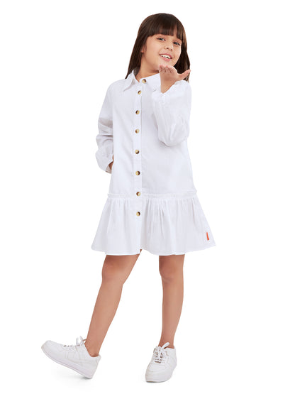 Olele® Girls Mint Cotton Dress - White