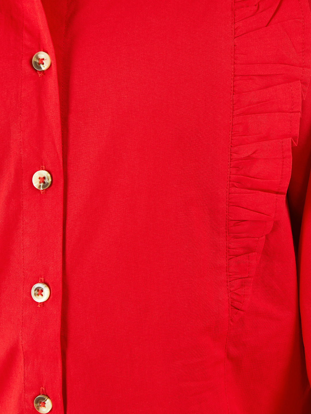Olele® Girls Regina Full Sleeve Cotton Linen Shirt - Red