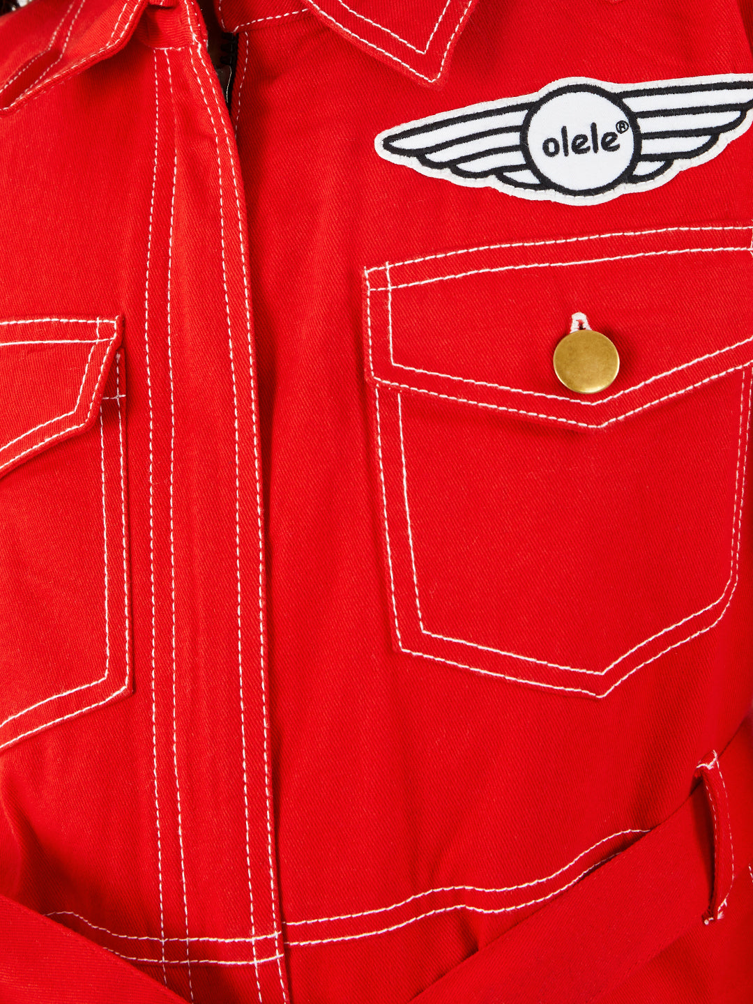 Olele® Girls Brooklyn Boiler Suit with Zipper Opening - Red Cotton