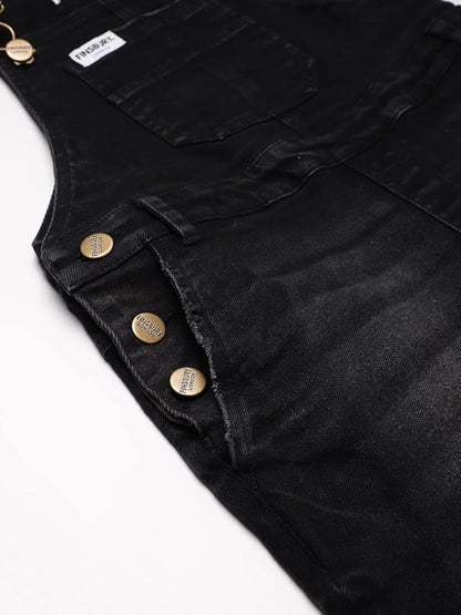 OLELE OVERALLS® Women's Black Denim Dungaree Essential