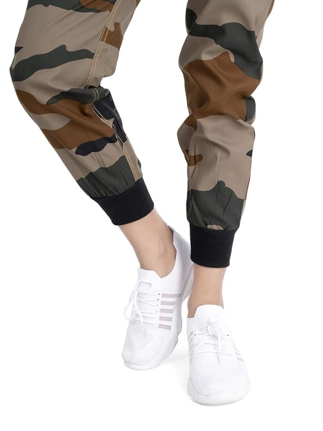 OLELE OVERALLS® Camoflauge Women Dungaree with Black Rib Bottom