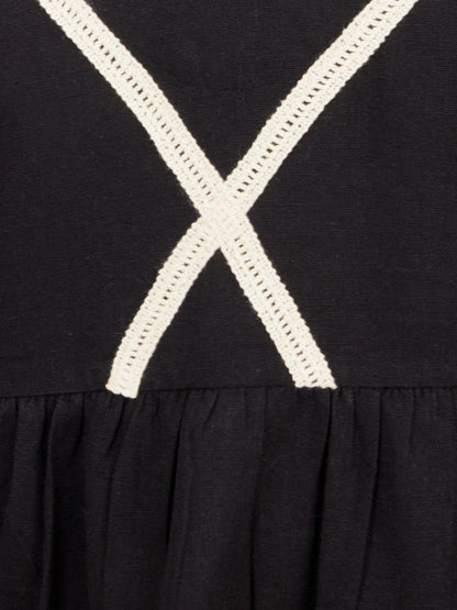 Olele® Girls Linda Lace Cotton Dress - Black
