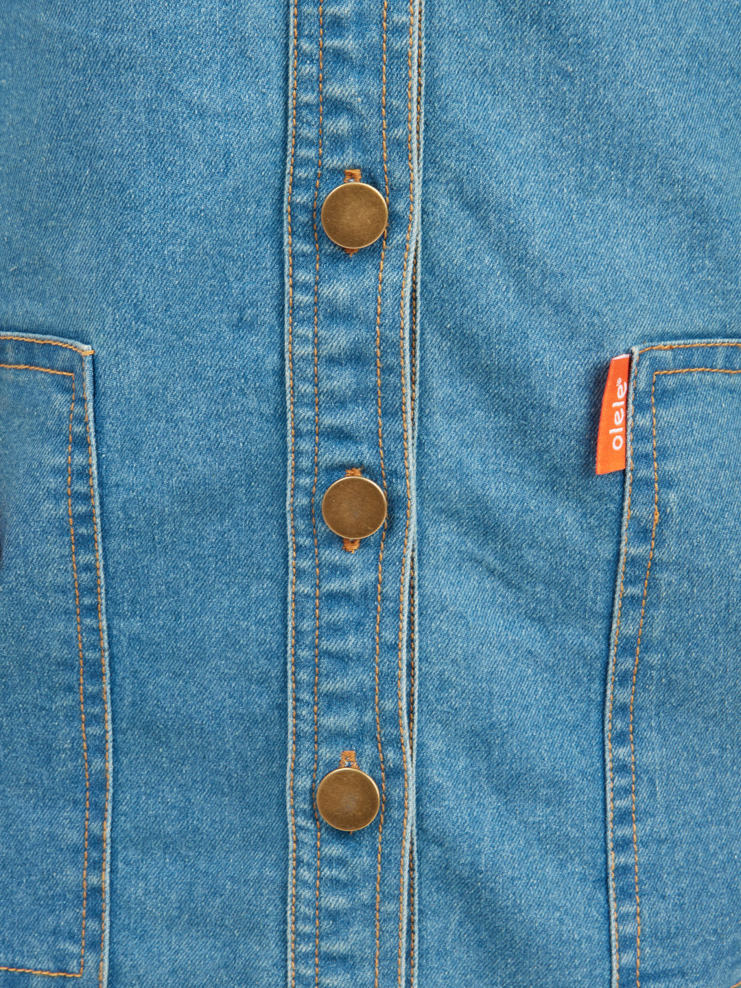 Olele® Girls Vanilla Cotton Denim Dungaree Dress - Blue