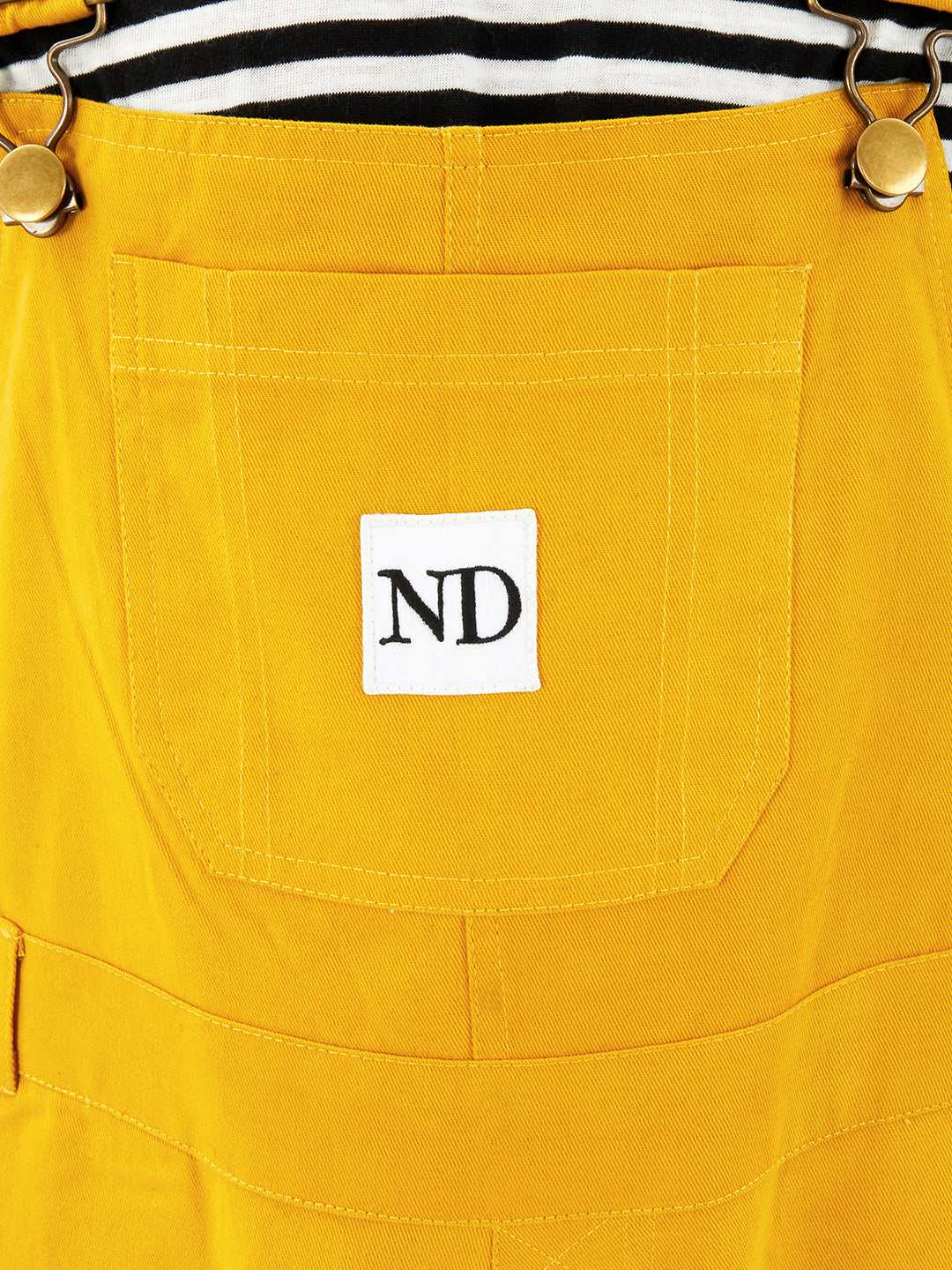 Olele® Full Length Signature Hemfold Yellow Cotton Dungaree - Boys