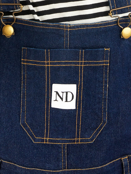 Boys Full Length Raw Cotton Denim Vanilla Dungaree