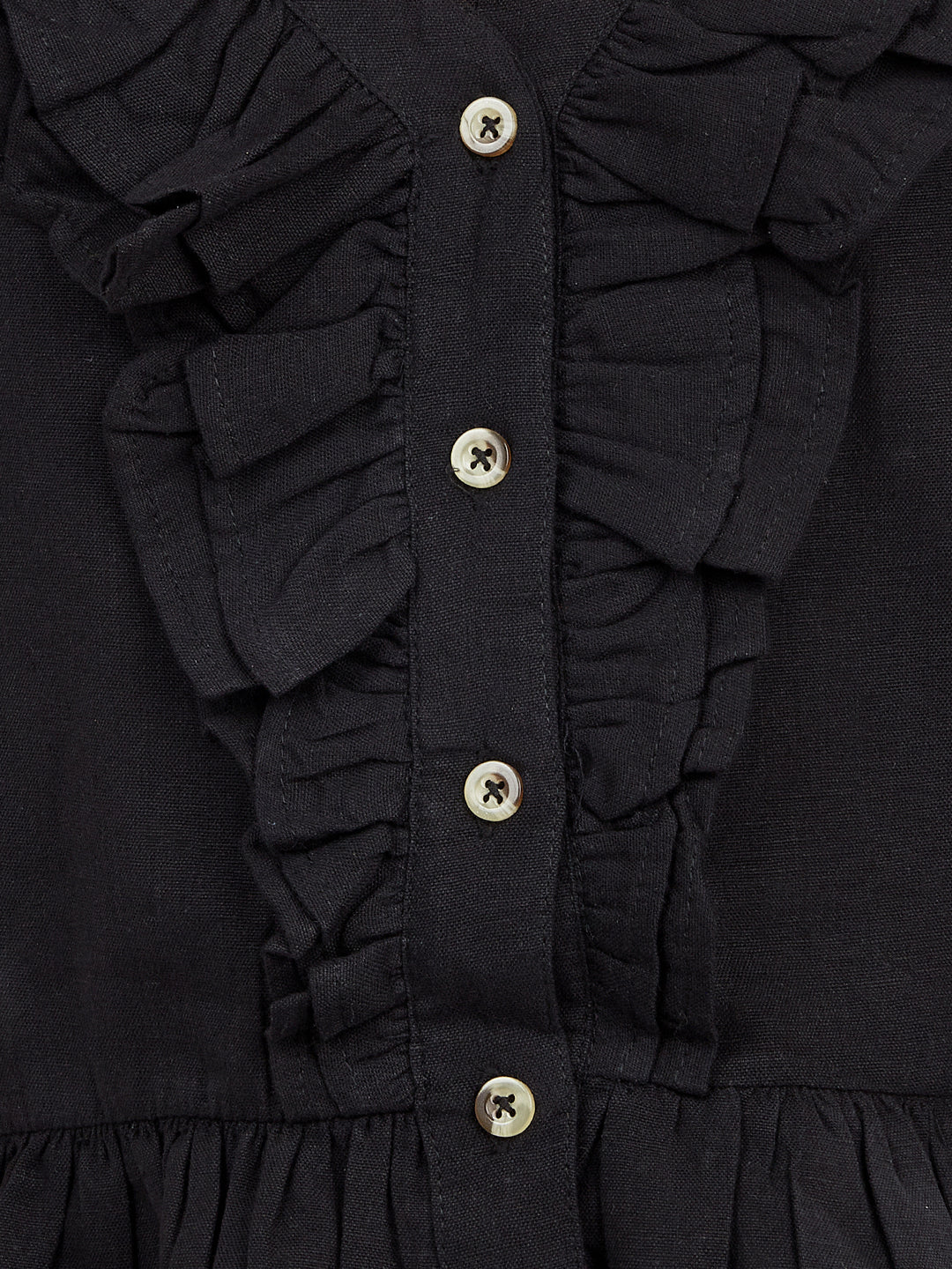Olele® Girls Victoria Ruffle Top - Pure Black Mill Made Cotton