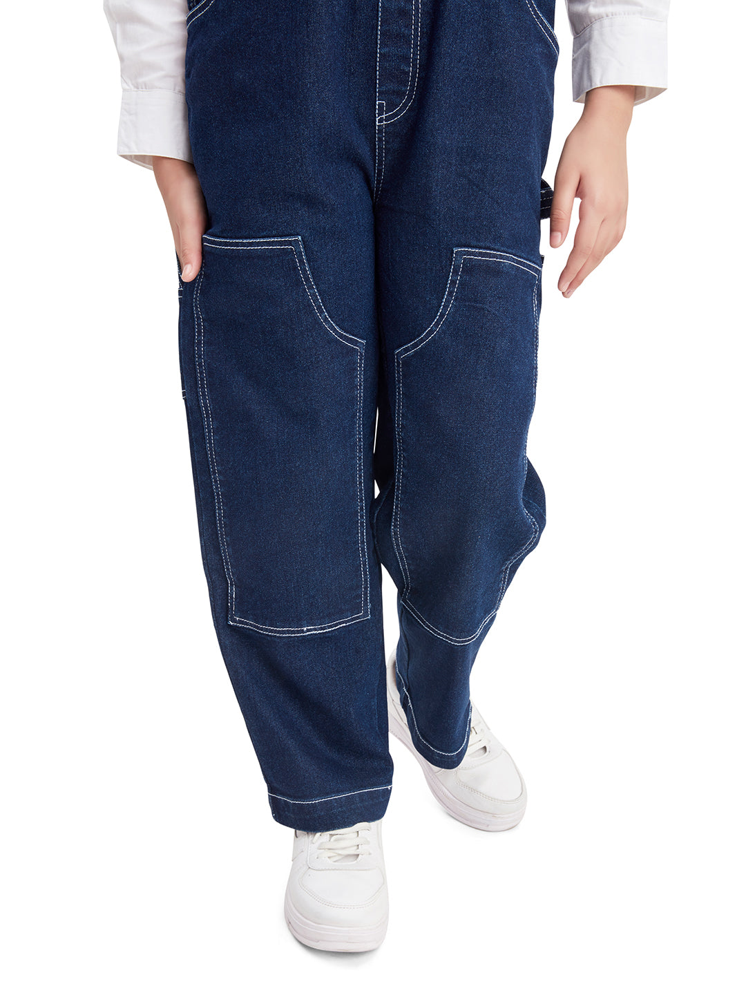 Olele® Girls Carpenter Dungaree - Raw Cotton Denim
