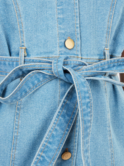 Olele® Girls Dallas Denim V-Neck Dress  - Light Blue