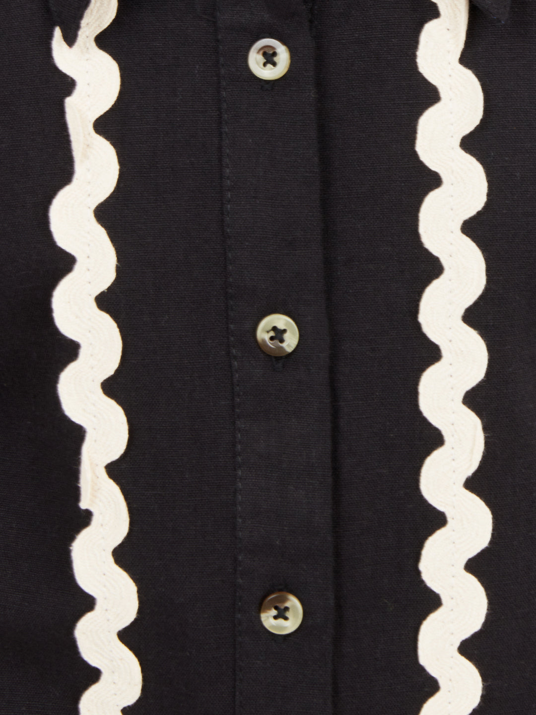 Olele® Girls Full Sleeve Linen Lace Shirt - Black