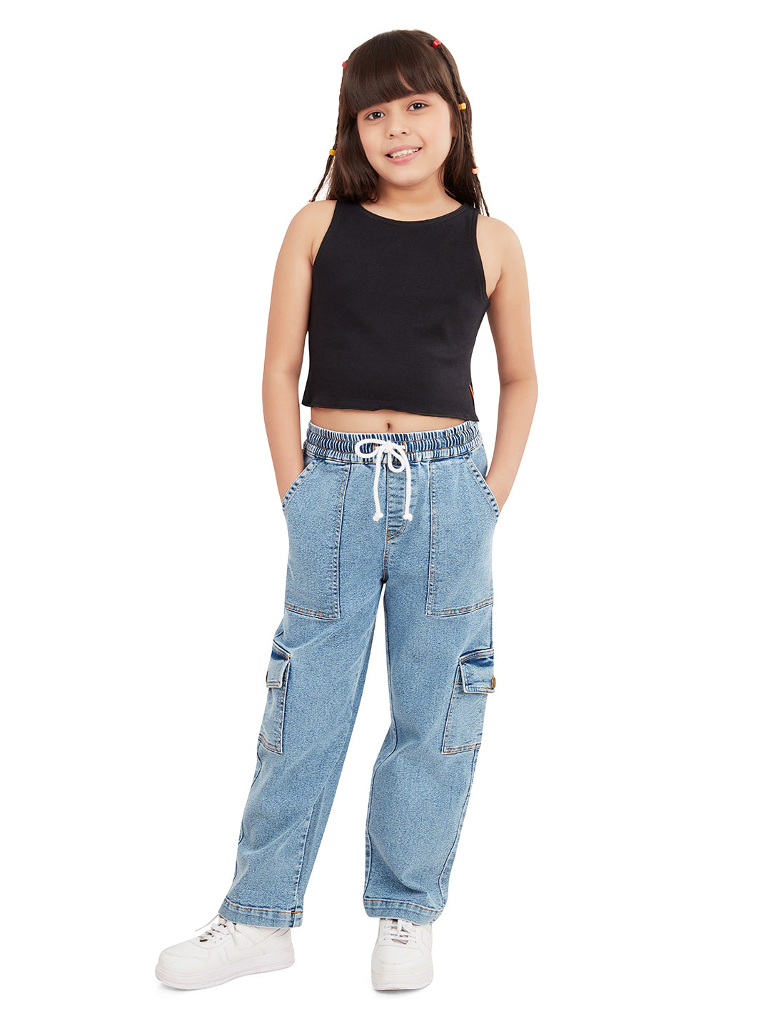 Girls Camila Cargo Denim Jeans Pant