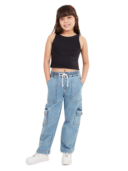 Girls Camila Cargo Denim Jeans Pant